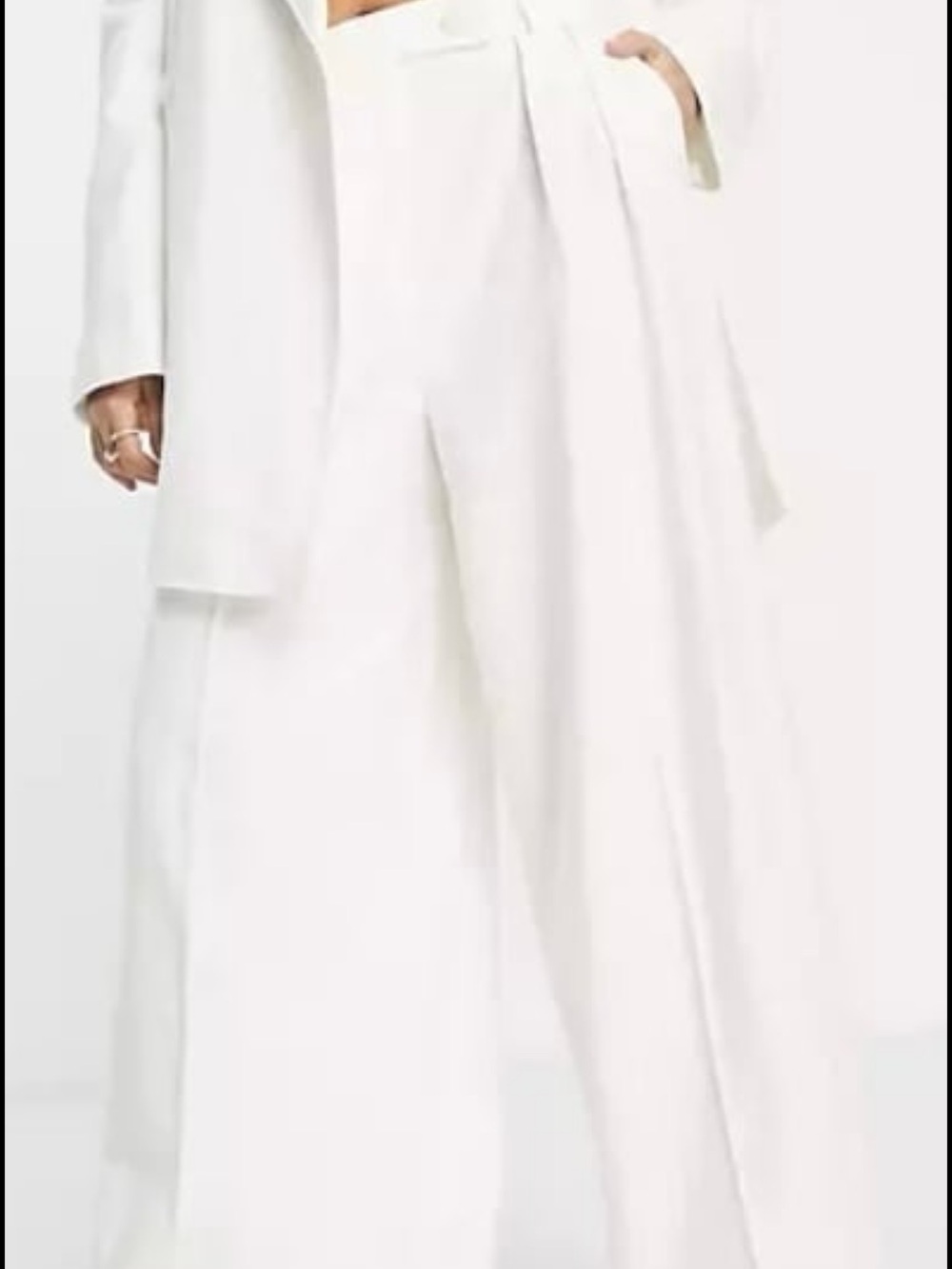 Topshop brand wide leg white linen blend pants in a size 8